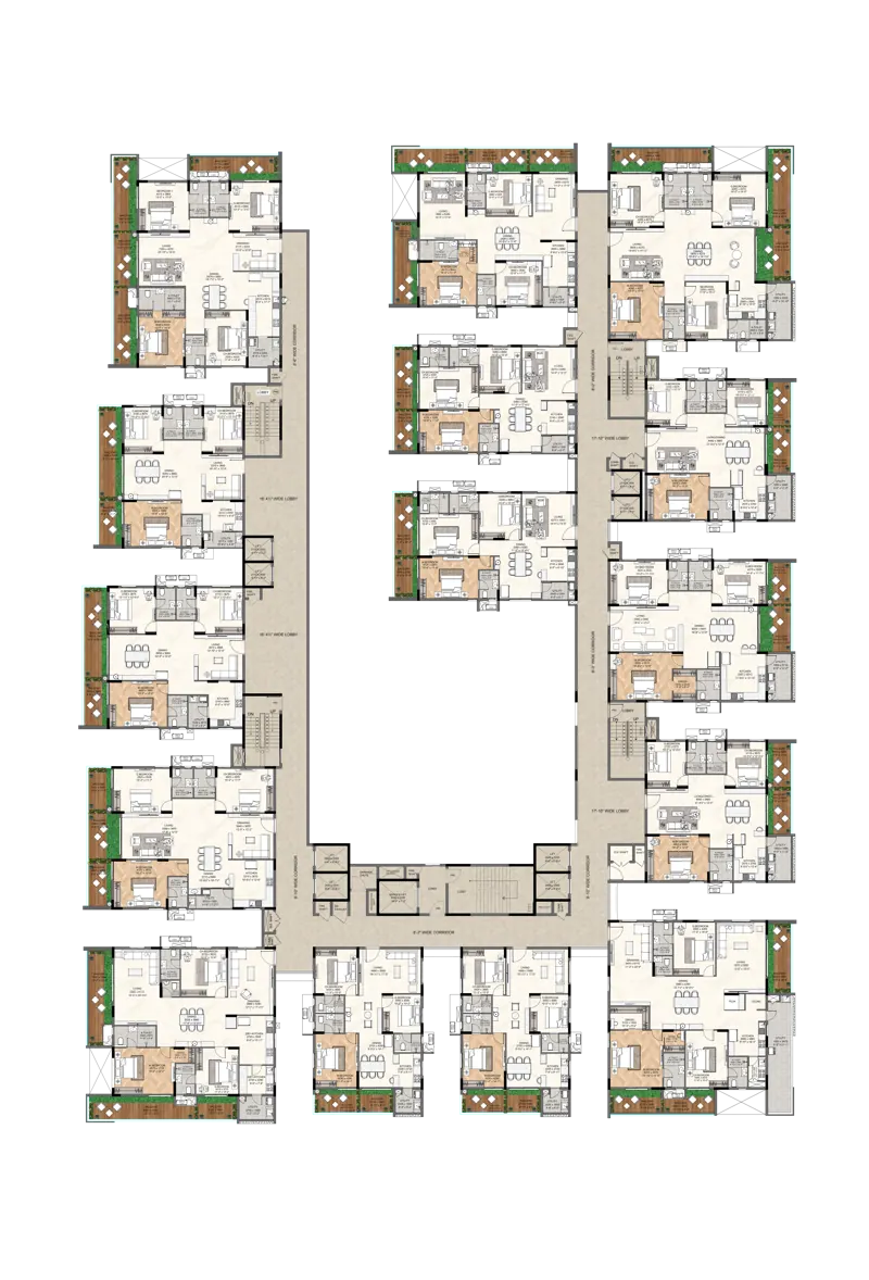 Typical floor plan of the Terra tower with 15 flats